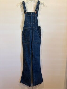 Madewell Flea Market Flare Overalls Denim Bib 70s Style Medium Wash